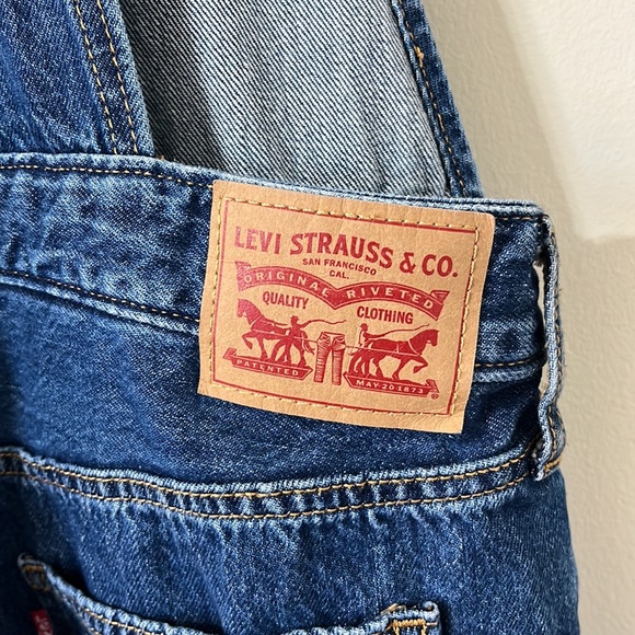 Levi's Original Skinny Medium Wash 100% Cotton Overalls Size Large - Picture 9 of 12